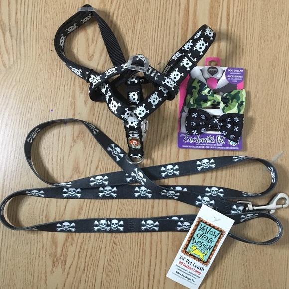 simply dog Other - Bundle of 4 Doggie Harness 3/4” Leash 60” Long & 2 Collar Bowties Fits 3/8-5/8”